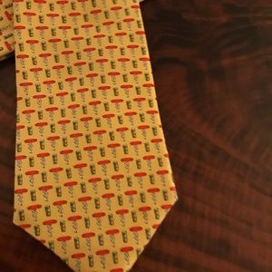 Hermès look silk necktie tie wine corkscrew bar
